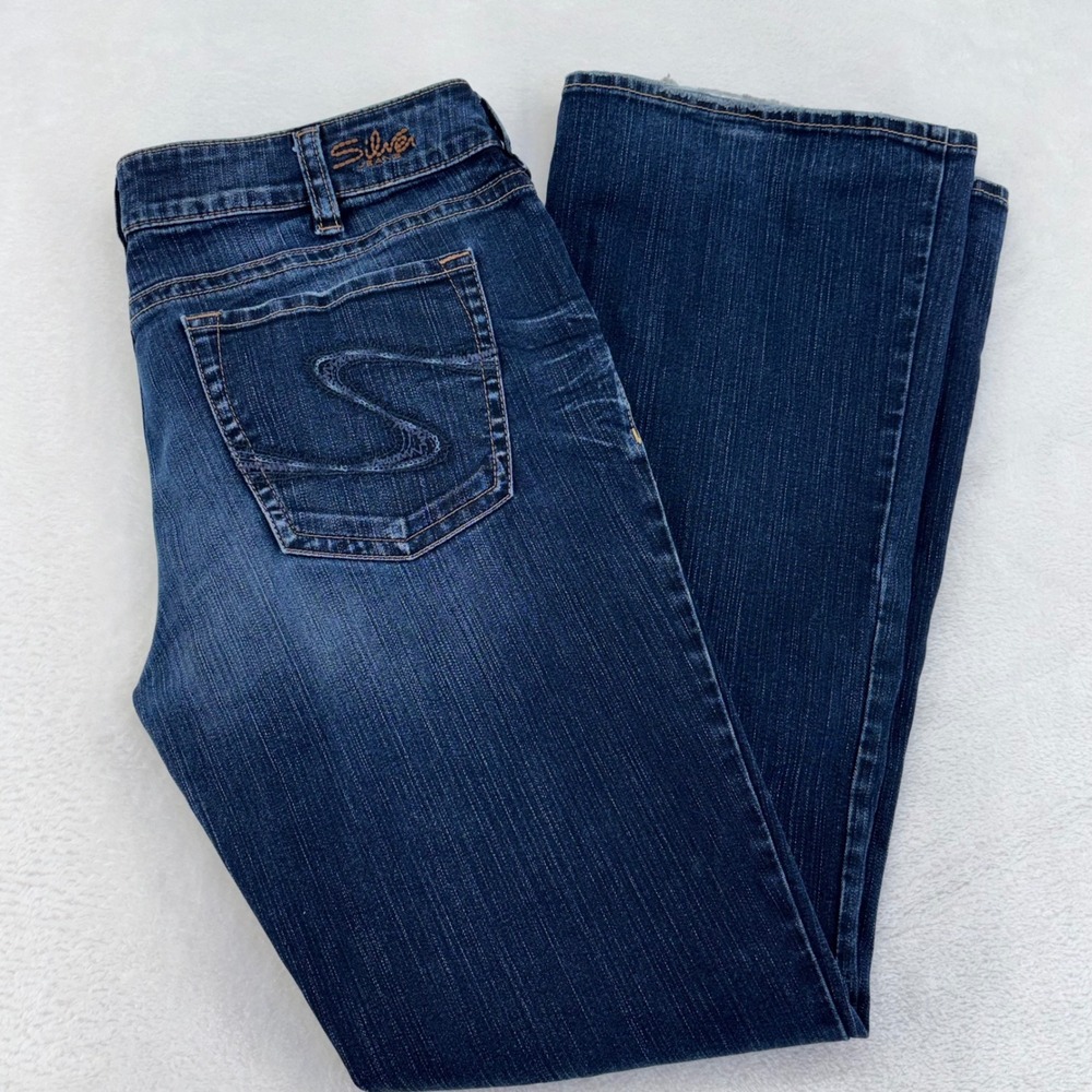 Silver Jeans Co Suki Mid Rise Bootcut Dark Wash Denim Blue Jeans Womens 36x32